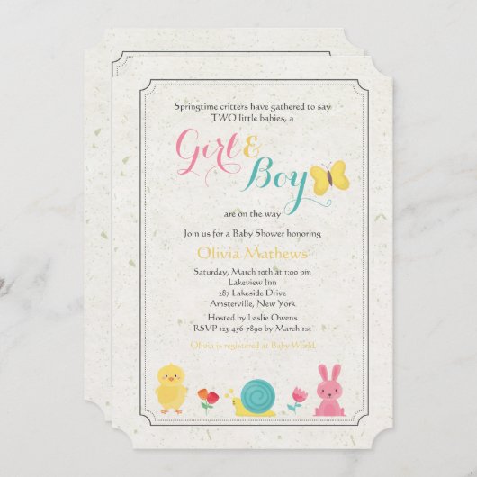 Spring Critters Uitnodiging (Voorkant / Achterkant)