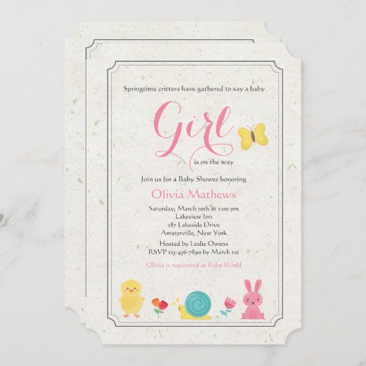Spring Critters Uitnodiging (Voorkant / Achterkant)