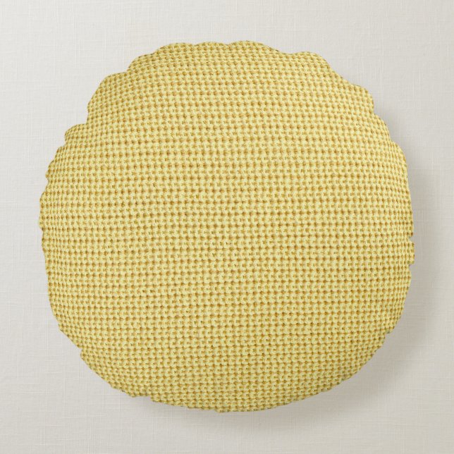 Spring Crochet: Gele Textielkunst. Rond Kussen (Voorkant)