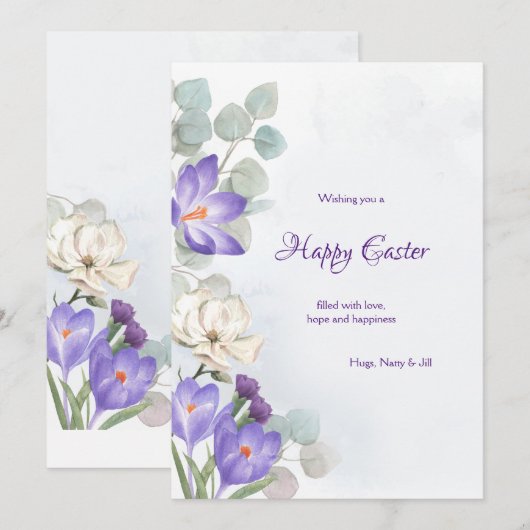 Spring Crocus Easter Wenskaart Feestdagenkaart (Voorkant / Achterkant)