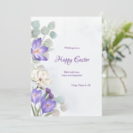Spring Crocus Easter Wenskaart Feestdagenkaart (Staand voorkant)