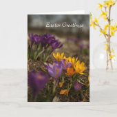 Spring Crocus Gevouwen Paas Wenskaart Kaart (Gele Bloem)