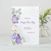 Spring Crocus Name Day Wenskaart Feestdagenkaart (Staand voorkant)