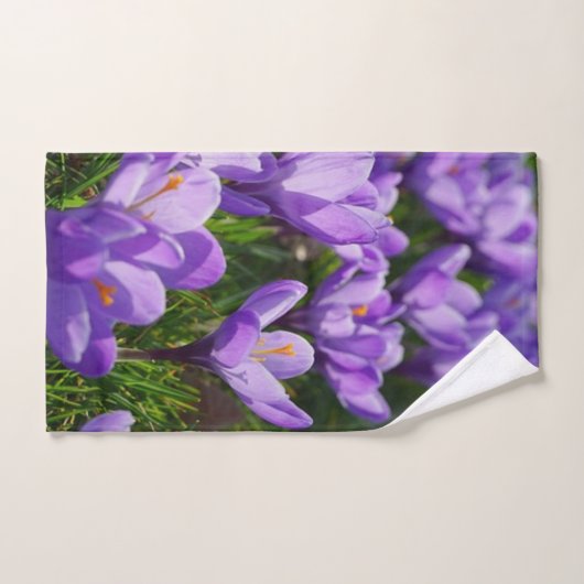 Spring Crocus Paarse Bloemen Badkamer Handdoek (Handdoek)