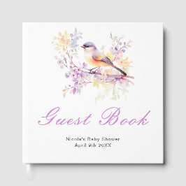 Spring Cute Bird Baby Shower Guest Book Gastenboek
