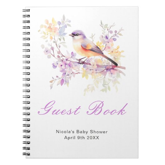 Spring Cute Bird Baby Shower Guest Book Notitieboek (Voorkant)