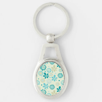Spring Cute Blauwgroen Blue Abstract Flowers Patro Sleutelhanger