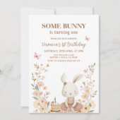 Spring Cute Bunny Rabbit 1st Birthday  Kaart (Voorkant)