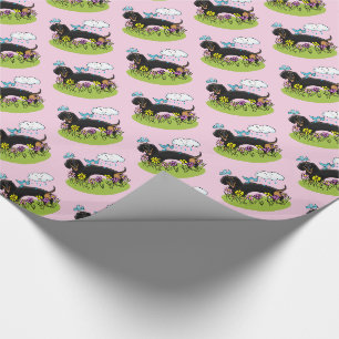 Spring Dachshund Dog Dachsie (zwart en tan) Cute Cadeaupapier