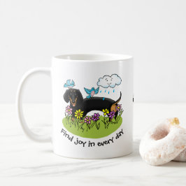 Spring Dachshund Dog Dachsie (zwart en tan) Cute Koffiemok