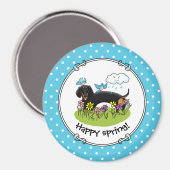 Spring Dachshund Dog Dachsie (zwart en tan) Cute Magneet (Voorkant / Achterkant)