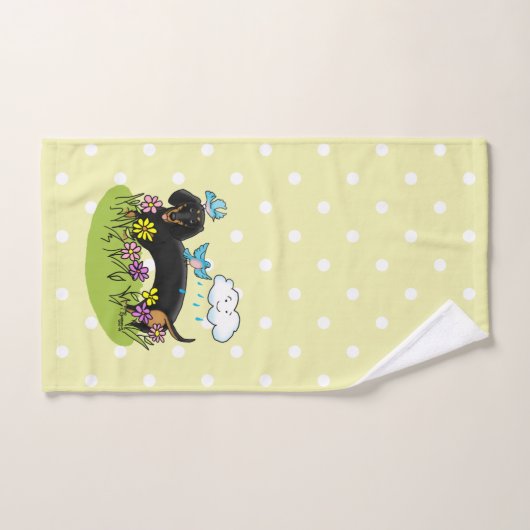 Spring Dachshund (zwart en tan) Cute dog Bad Handdoek (Handdoek)