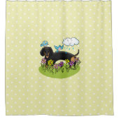 Spring Dachshund (zwart en tan) Cute dog Douchegordijn (Voorkant)