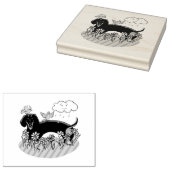 Spring Dachshund (zwart en tan) Cute dog Rubberstempel (Gestempeld)