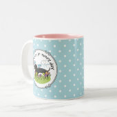 Spring Dachshund (zwart en tan) Cute dog Tweekleurige Koffiemok (Voorkant links)