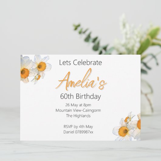 Spring Daffodil Birthday Kaart (Staand voorkant)