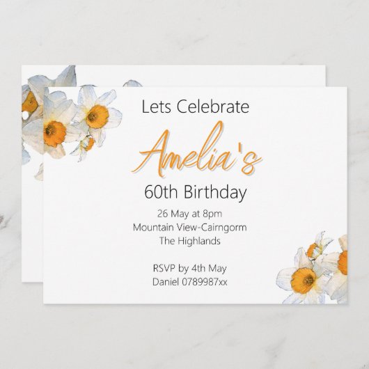 Spring Daffodil Birthday Kaart (Voorkant / Achterkant)