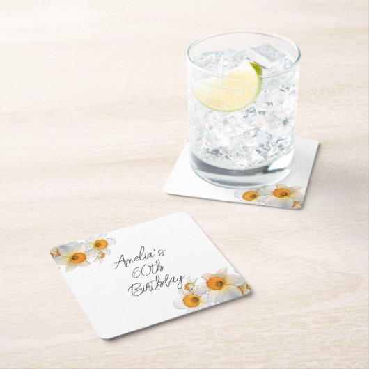 Spring Daffodil Birthday Kartonnen Onderzetters (Insitu)