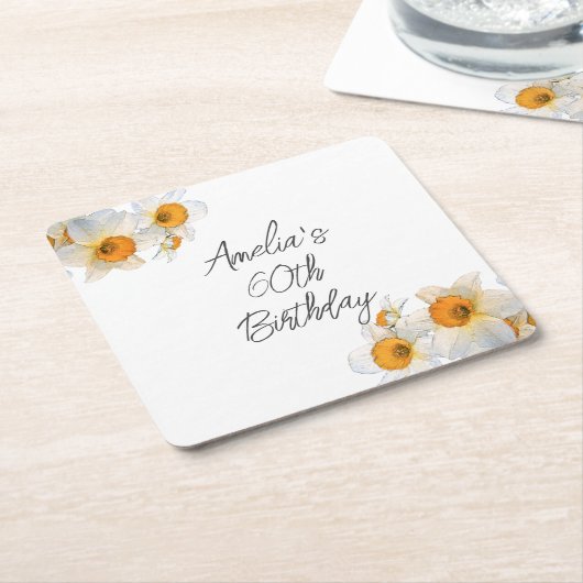 Spring Daffodil Birthday Kartonnen Onderzetters (Schuin)