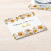 Spring Daffodil Birthday Kartonnen Onderzetters (Schuin)
