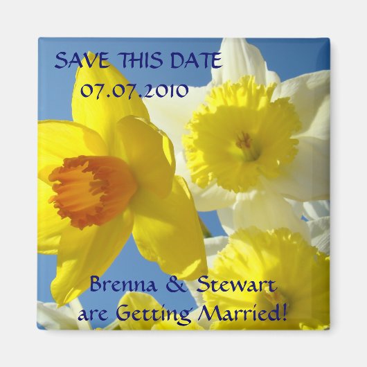 Spring Daffodil Bloemen Bewaar deze Date magneet (Voorkant)