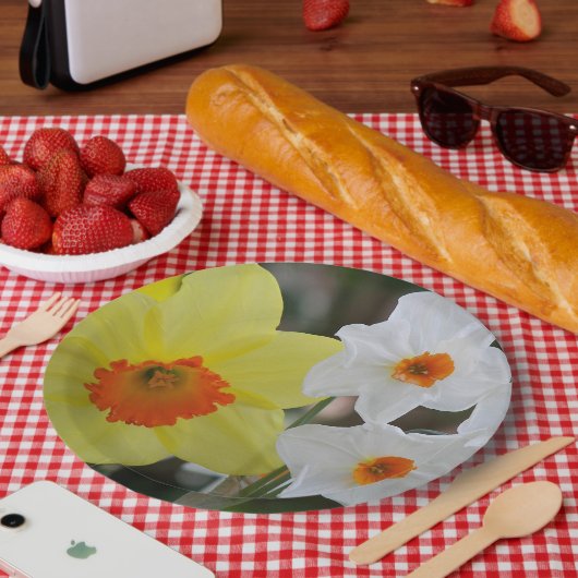 Spring Daffodil Blooms Floral Papieren Bordje (Picknick)