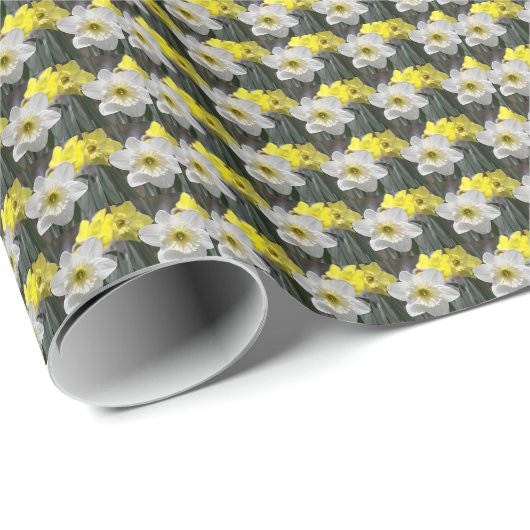 Spring Daffodil Blooms Floral Pattern Cadeaupapier (Rol Hoek)