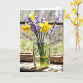 Spring Daffodil Boeket voor Denken aan jou Kaart (Gele Bloem)