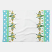 Spring Daffodil Border, Polka Dots Kitchen Towel Theedoek (Horizontaal)