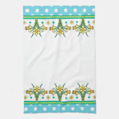 Spring Daffodil Border, Polka Dots Kitchen Towel Theedoek (Verticaal)