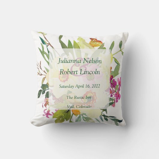 Spring daffodil bouquet bruiloft kussen (Voorkant)