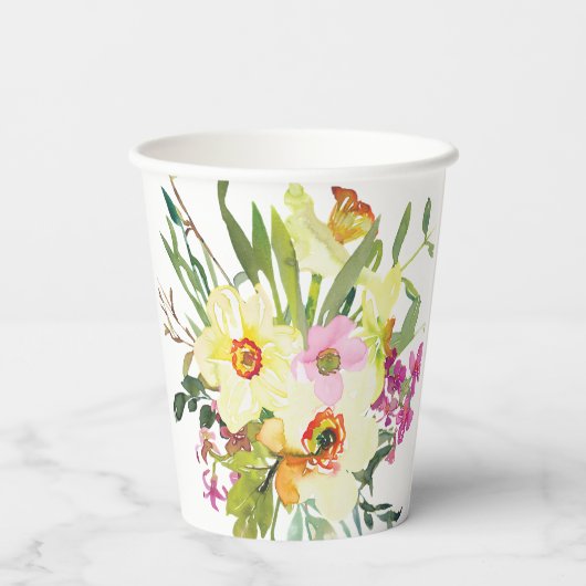Spring daffodil bouquet bruiloft papieren bekers (Achterkant)