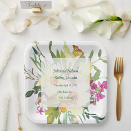 Spring daffodil bouquet bruiloft papieren bordje