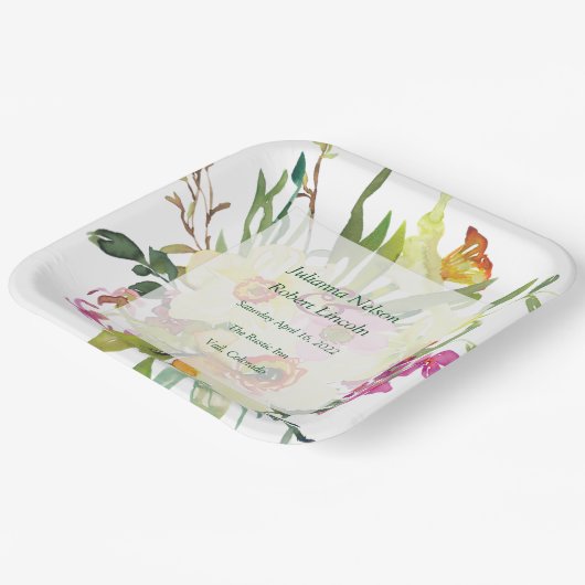 Spring daffodil bouquet bruiloft papieren bordje (Gebogen)