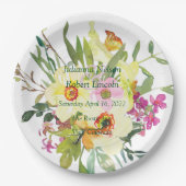 Spring daffodil bouquet bruiloft papieren bordje (Voorkant)