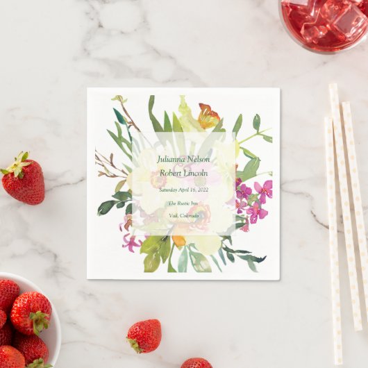 Spring daffodil bouquet bruiloft servet (Insitu)