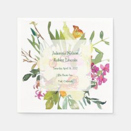 Spring daffodil bouquet bruiloft servet