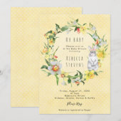 spring daffodil bunny baby shower invitation kaart (Voorkant / Achterkant)