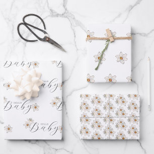 Spring Daffodil Flowers Baby shower Inpakpapier Vel