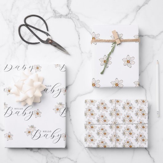 Spring Daffodil Flowers Baby shower Inpakpapier Vel