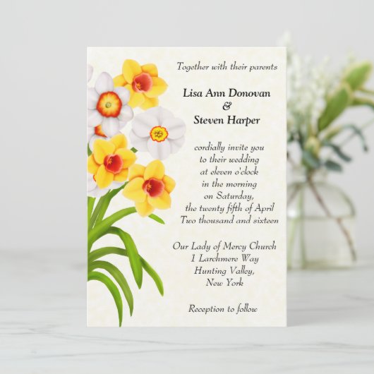 Spring Daffodil Flowers Weddenschap Kaart (Staand voorkant)