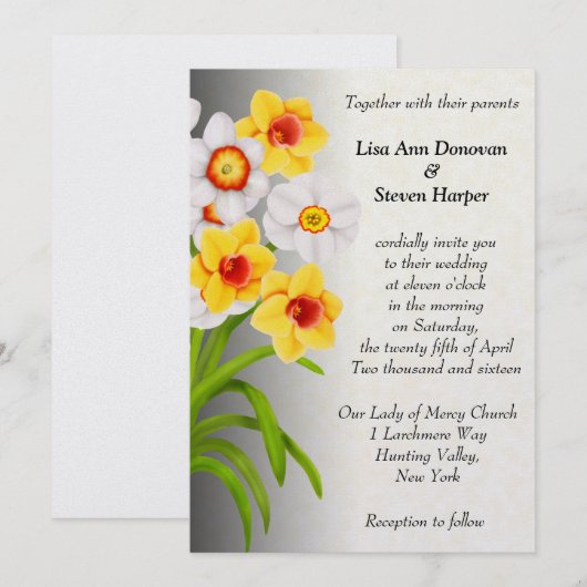 Spring Daffodil Flowers Weddenschap Kaart (Voorkant / Achterkant)
