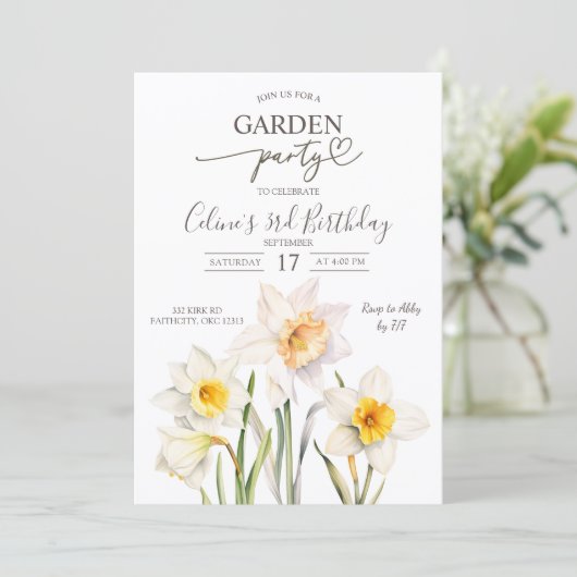 Spring Daffodil Garden Birthday Party Kaart (Staand voorkant)