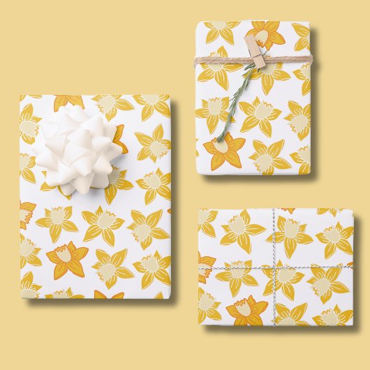 Spring Daffodil Pattern Inpakpapier Vel