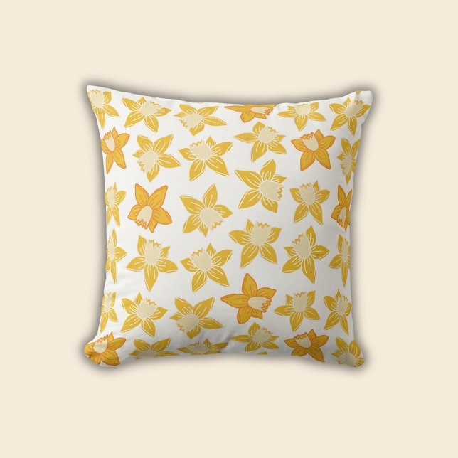 Spring Daffodil Pattern Kussen (Daffodil spring floral throw pillow)