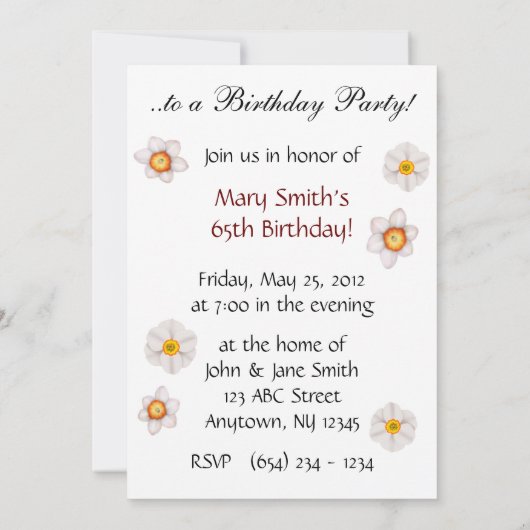 Spring Daffodils Birthday Party Invitation Kaart (Achterkant)