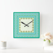 Spring Daffodils Border en Polka Dots Wandklok (Huis)