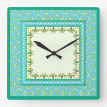 Spring Daffodils Border en Polka Dots Wandklok