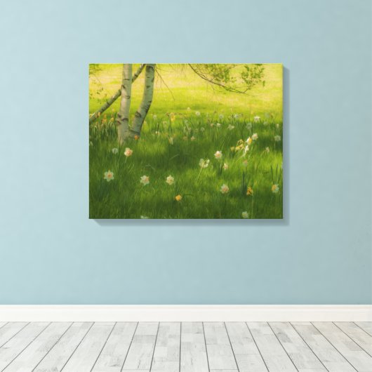 Spring Daffodils Canvas Afdruk (Insitu (Houten vloer))