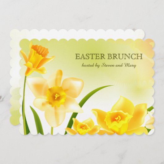 Spring Daffodils Custom Pasen Brunch Kaart (Voorkant / Achterkant)
